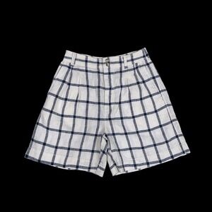 Madewell Shorts Women Size 0 (ACTUAL 26x6) Ivory Window Pane Plaid Pleat NWOT
